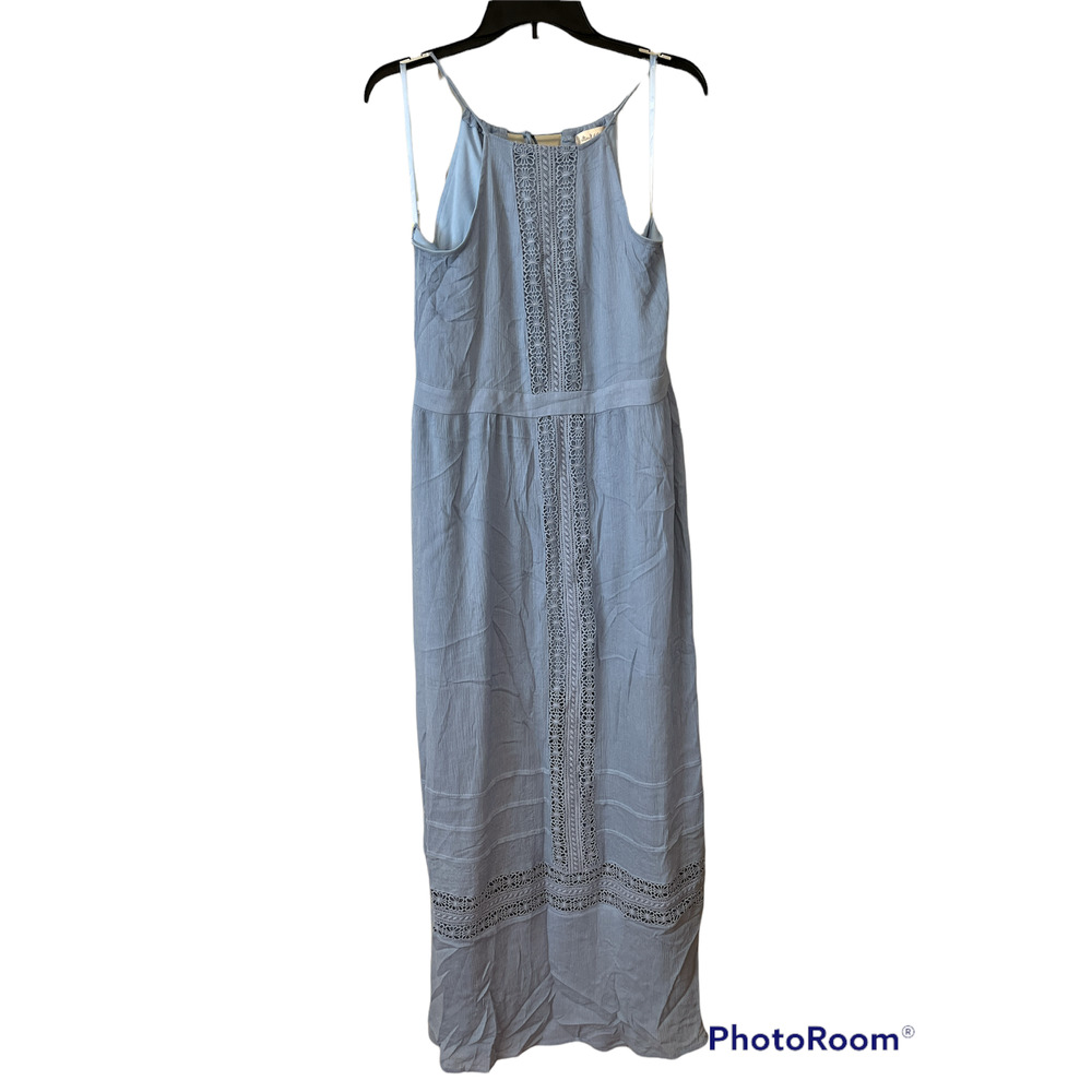 Altar'd State Dusty Blue Halter Maxi Dress Small Crochet Lined Boho Beachy